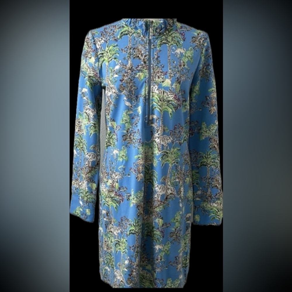 Lilly Pulitzer Skipper Ruffle Dress in Blue Thistle Tiger Queen - XXL